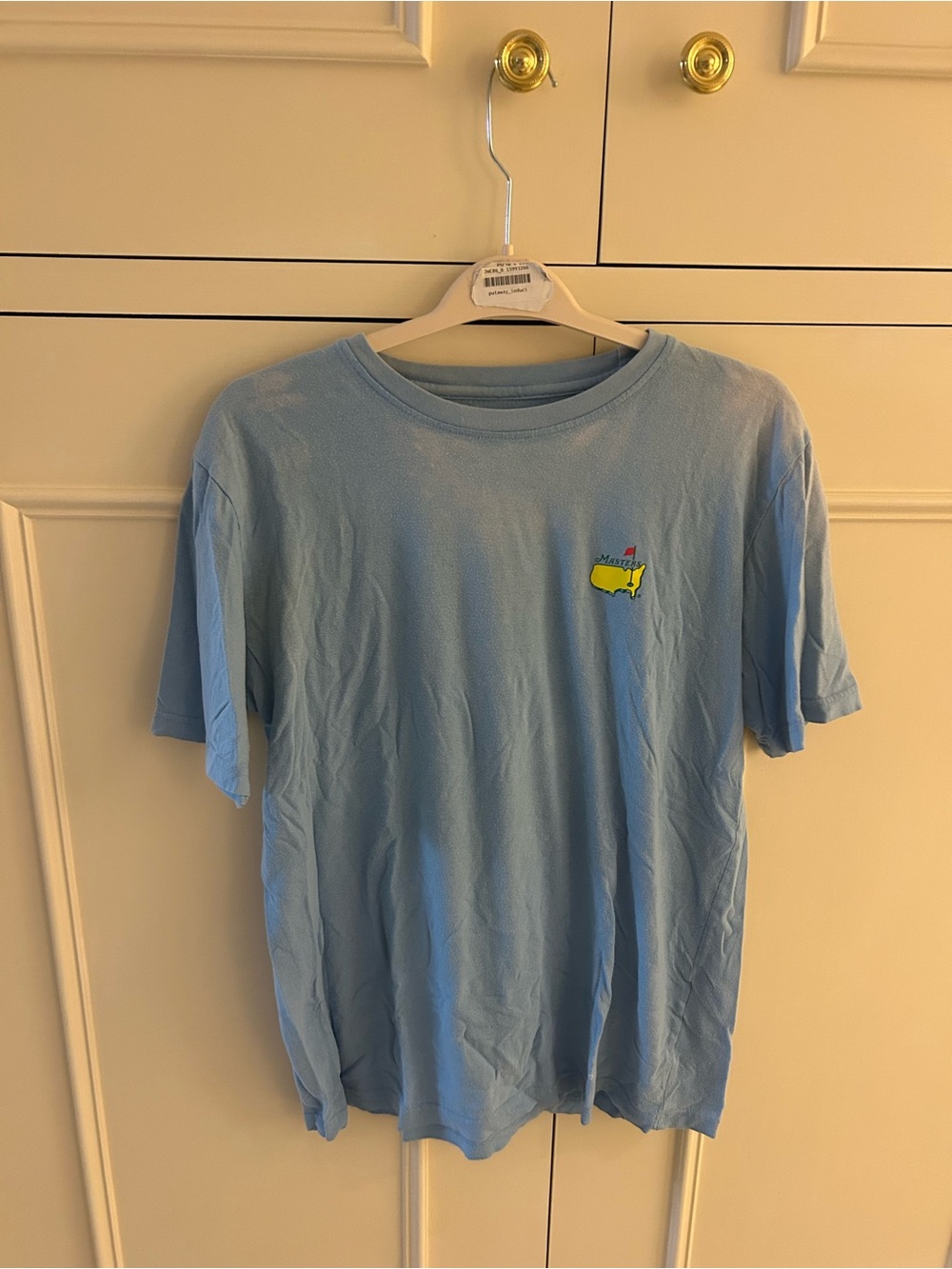 Masters Light Blue Short Sleeve Tee with Yellow Embroidered Map